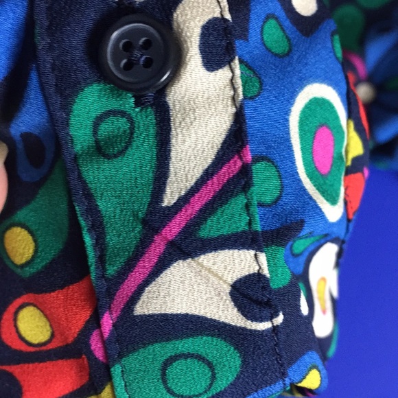 Merona Blue Floral Half Button Down Blouse - Picture 7 of 7